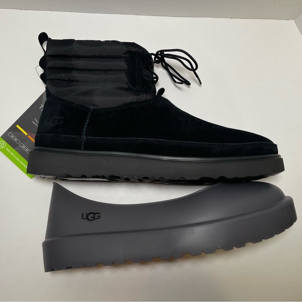 New UGG Men Size 13 Classic Mini Lace-Up Dune Black Suede Weather Boot 1120849